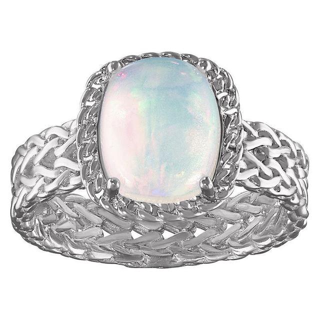 Tiara Sterling Silver Gemstone Wheat Ring, Womens White Product Image