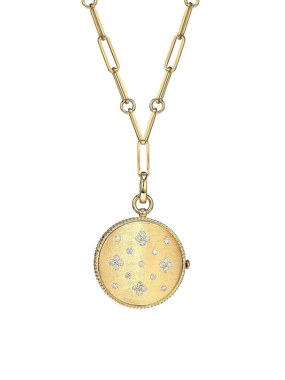 Roberto Coin 18K Yellow Gold Venetian Princess Diamond Locket Pendant Necklace, 19 Product Image