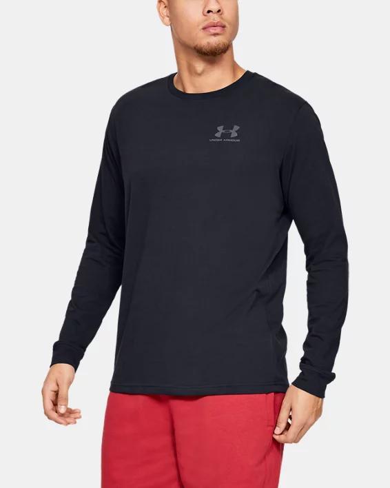 Under Armour Mens Under Armour Sportstyle Left Chest Long Sleeve T-Shirt - Mens Black/Black Product Image