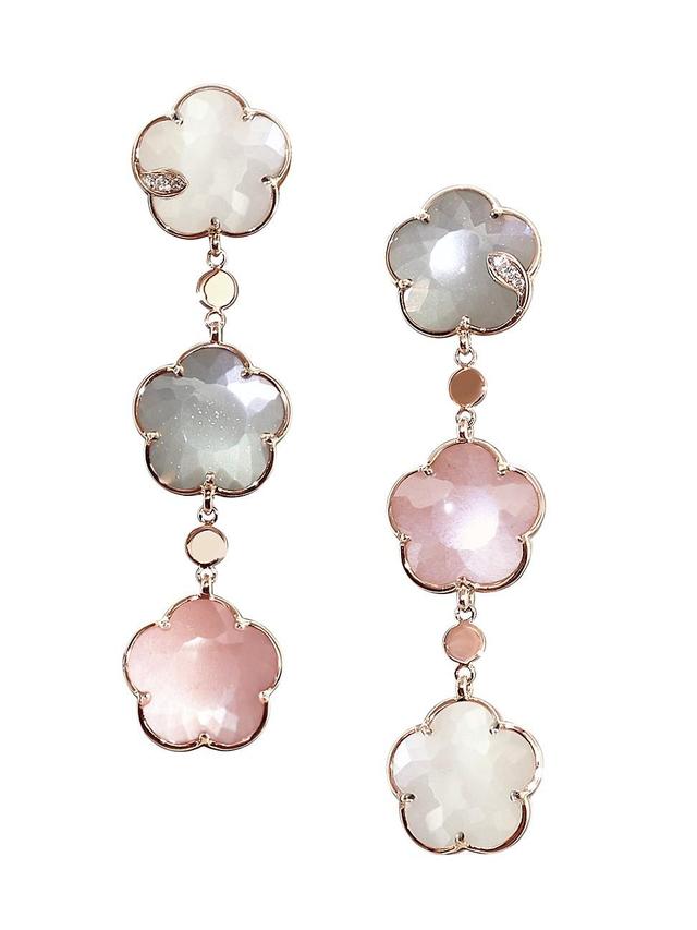 Womens Bouquet Lunaire 18K Rose Gold, Diamond & Moonstone Drop Earrings Product Image