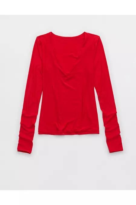 SMOOTHEZ Long Sleeve Plunge Top Women's Product Image