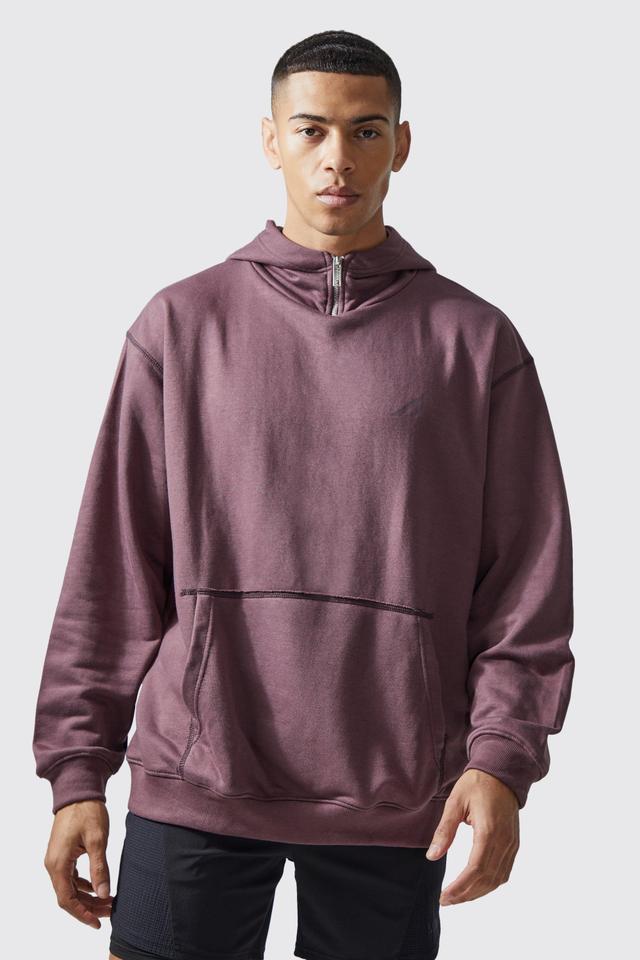 Active Oversized Heavy Loopback Frayed Hoodie | boohooMAN USA Product Image