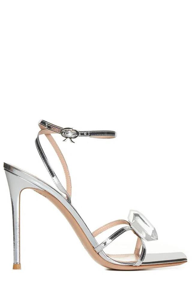 GIANVITO ROSSI Jaipur 105 Embellished Leather Sandals In Silver Product Image