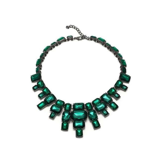 Sohi Womens Green Maxi Stone Statement Necklace Product Image