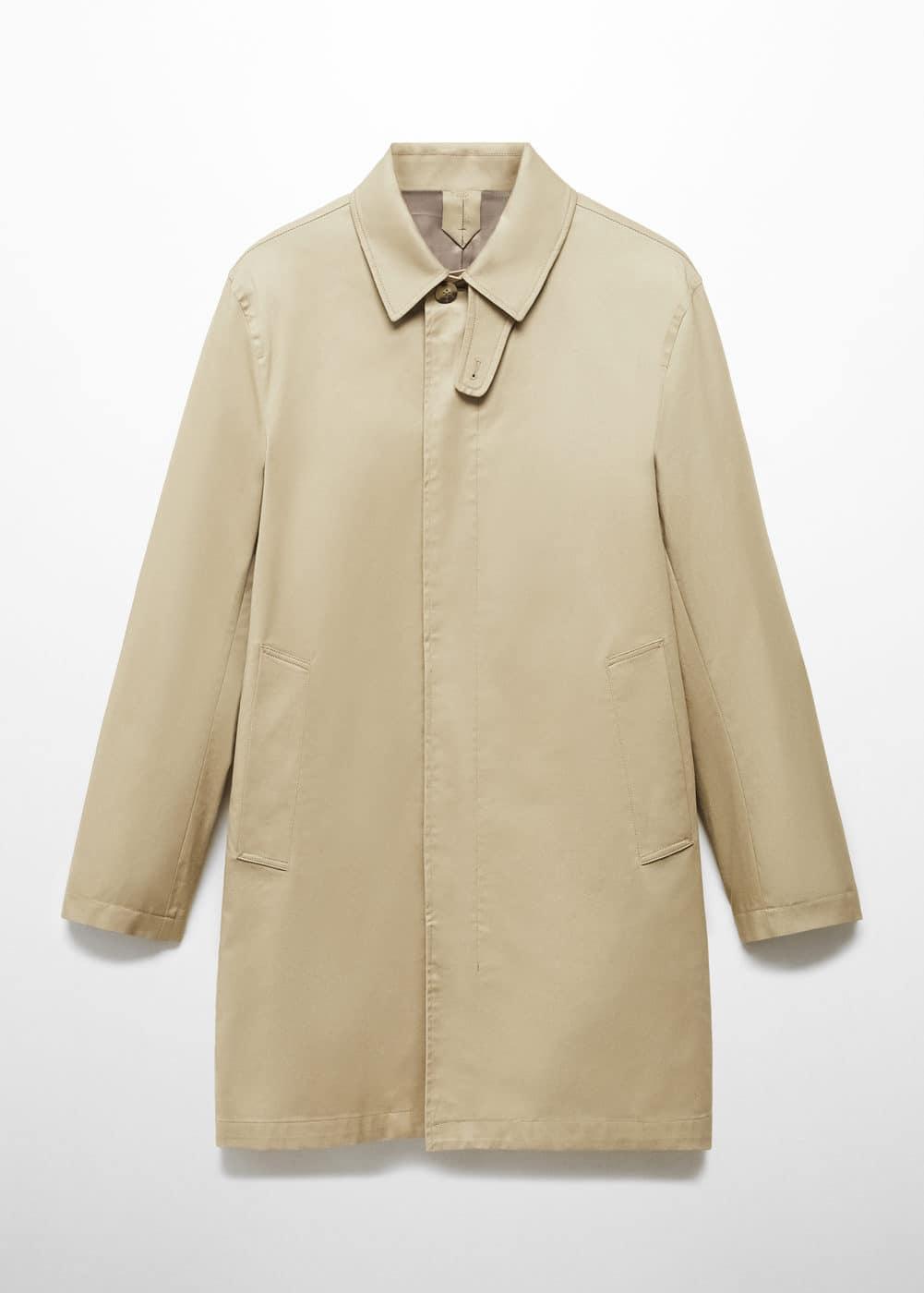 MANGO MAN - Cotton trench coat with collar detail beigeMen Product Image