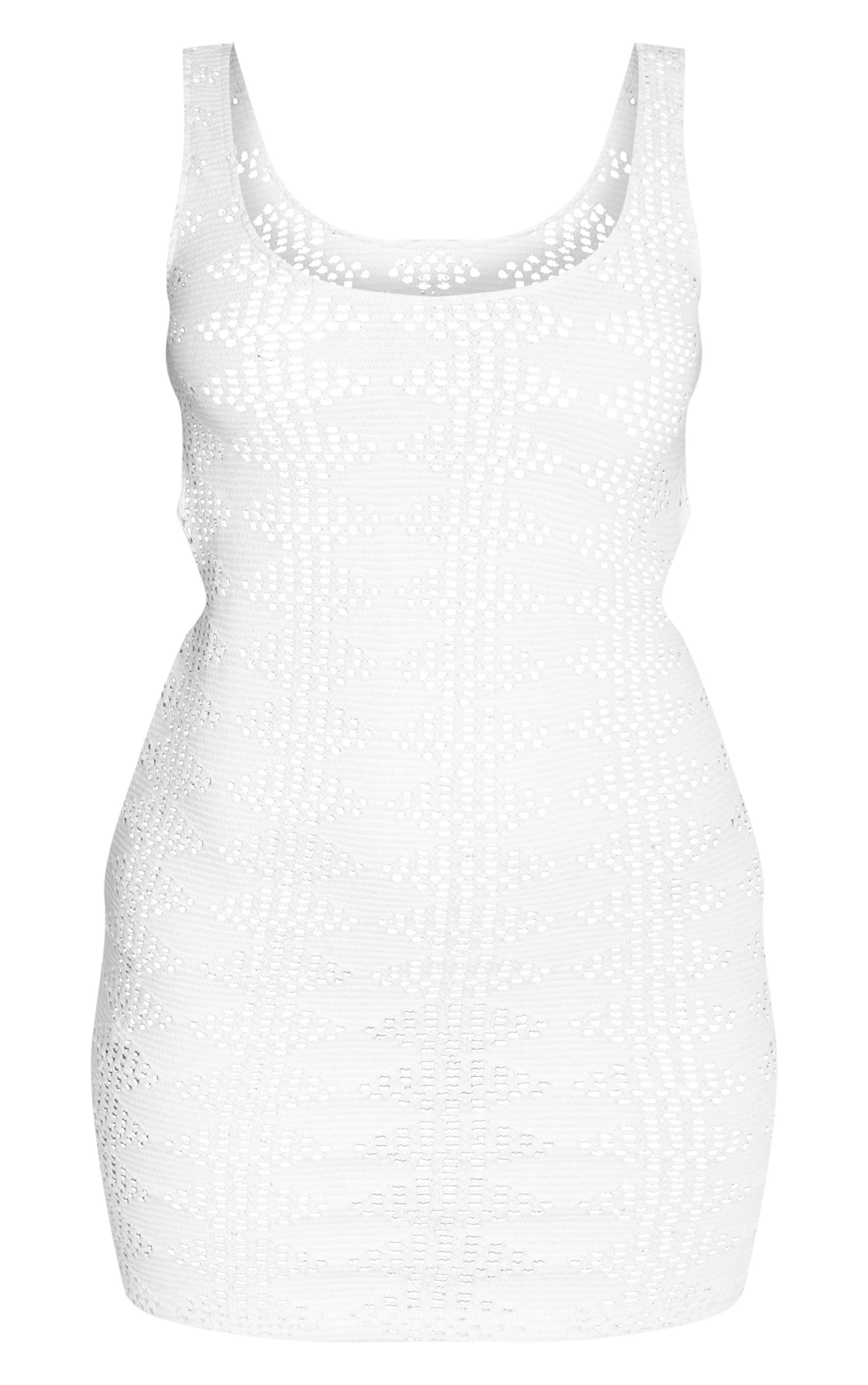 Cream Textured Cut Out Back Bodycon Dress Product Image