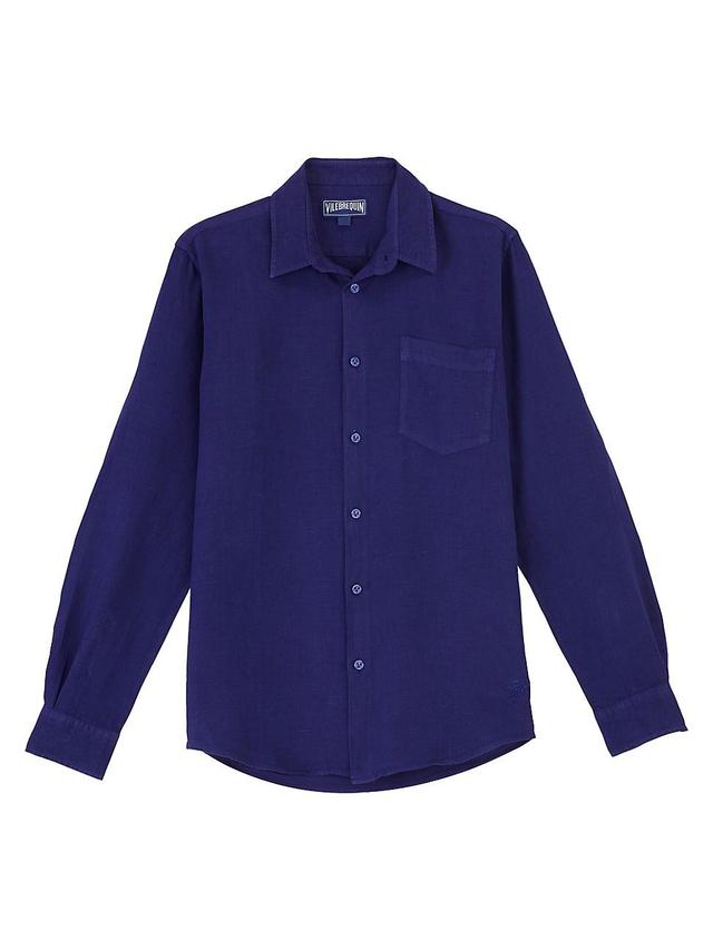 Mens Long-Sleeve Linen Shirt Product Image