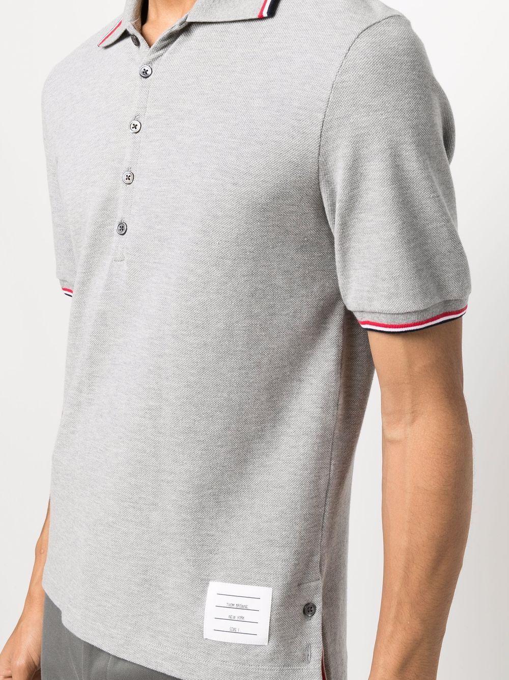 THOM BROWNE Tri-colour Stripe Polo Shirt In Grey Product Image