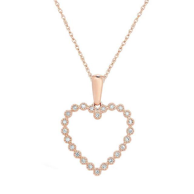 Gemminded 10k Rose Gold 1/10 Carat T.W. Diamond Heart Pendant Necklace, Womens Product Image