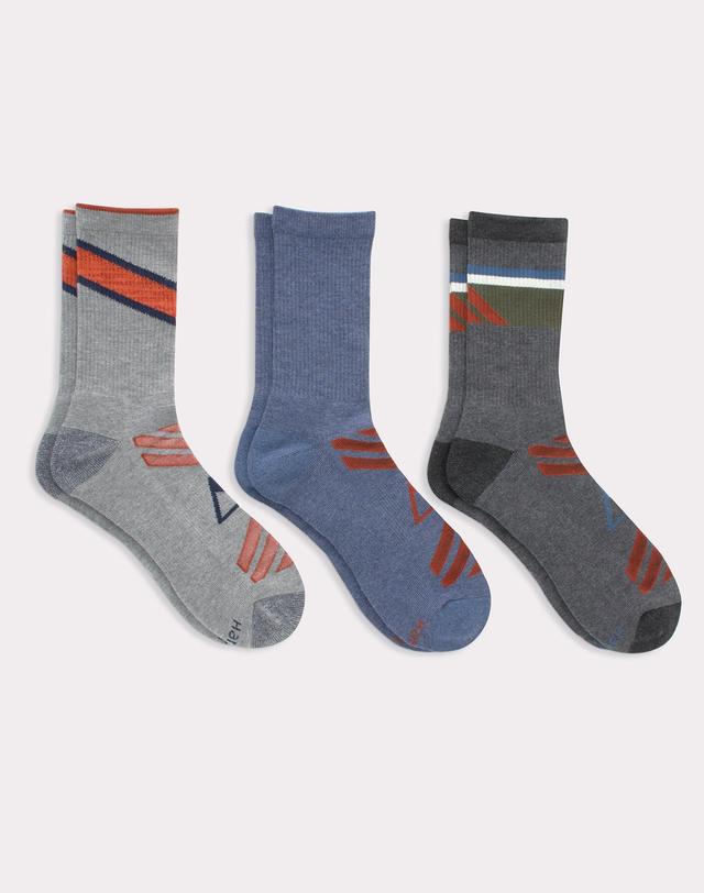 Hanes Premium Mens Diagonal Rugby Striped City Streets Explorer Crew Socks 3pk - Colors May Vary 6-12 Product Image