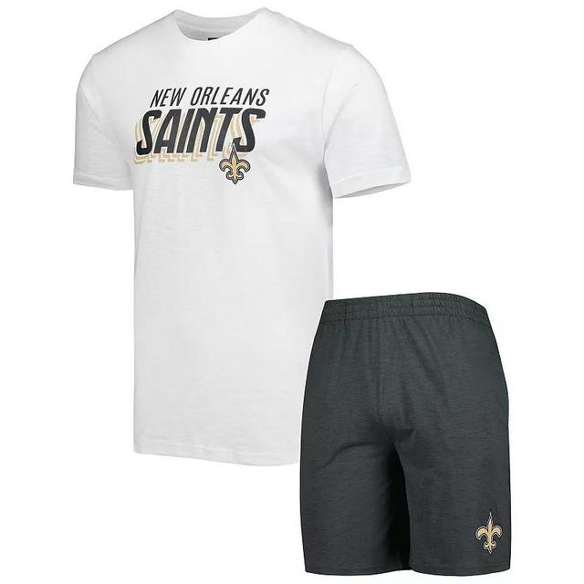 Mens Concepts Sport /White New Orleans Saints Downfield T-Shirt & Shorts Sleep Set Grey Product Image