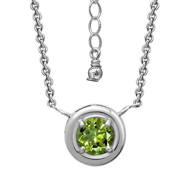 Aleure Precioso Sterling Silver Gemstone Halo Pendant Necklace, Womens Silver Tone Green Product Image