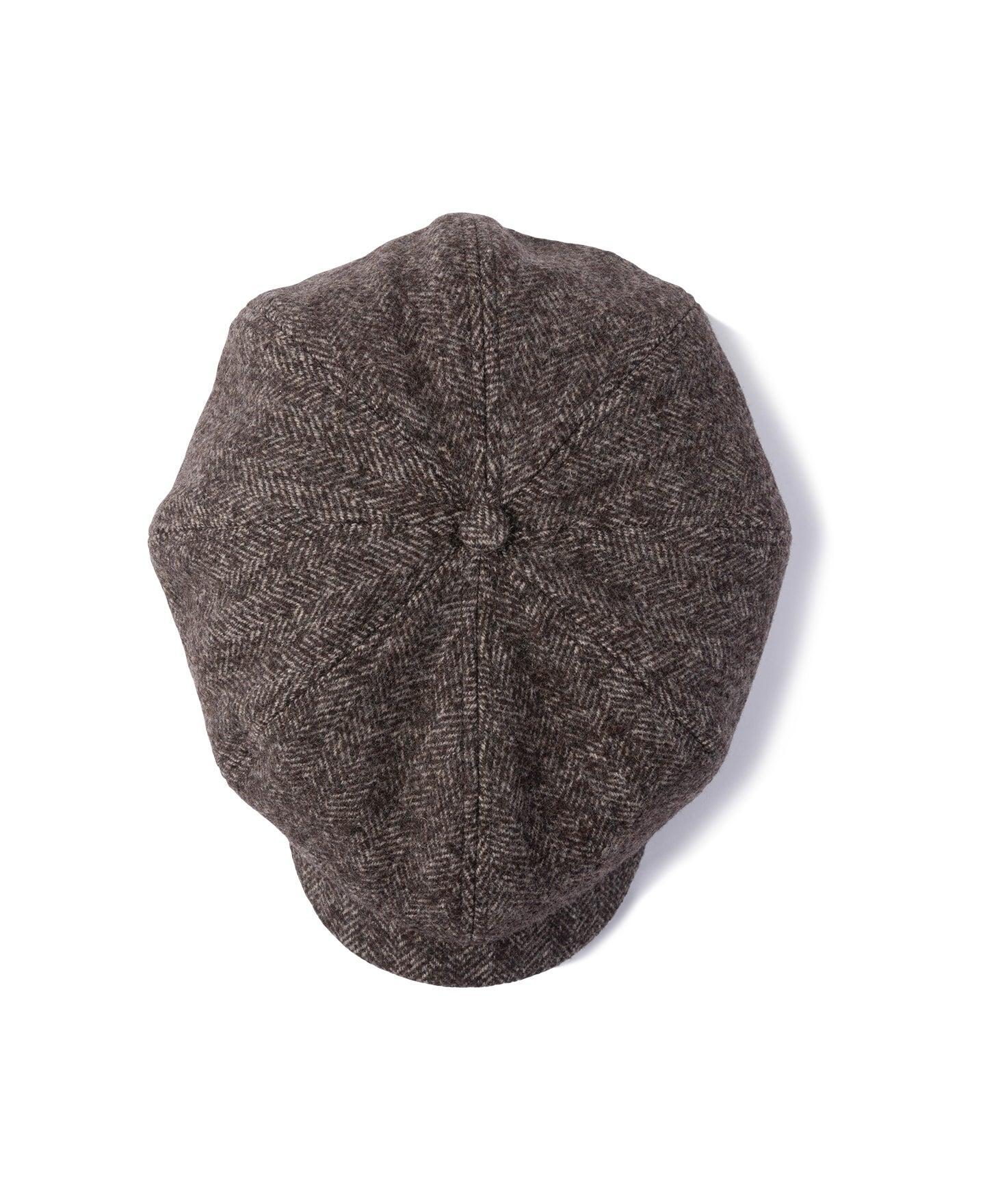 Brown Herringbone Wool Newsboy Cap Product Image