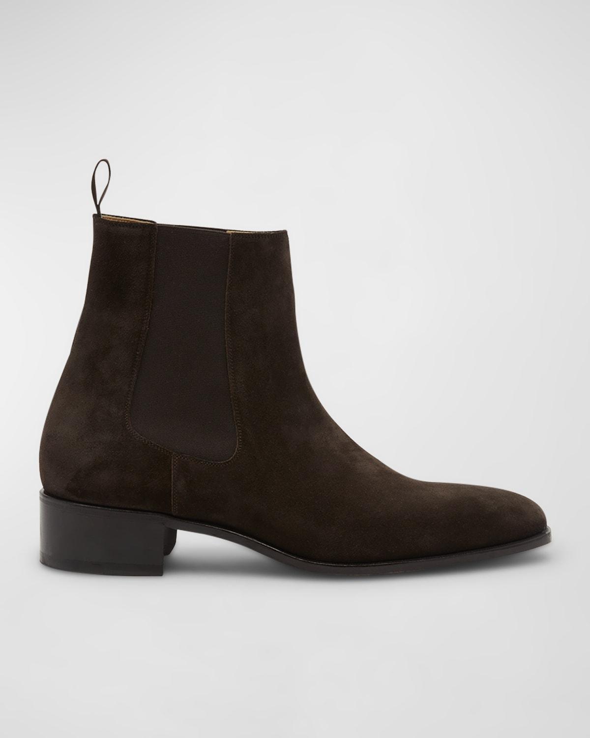 Men's Alec Suede Ankle Chelsea Boots In Brown Product Image