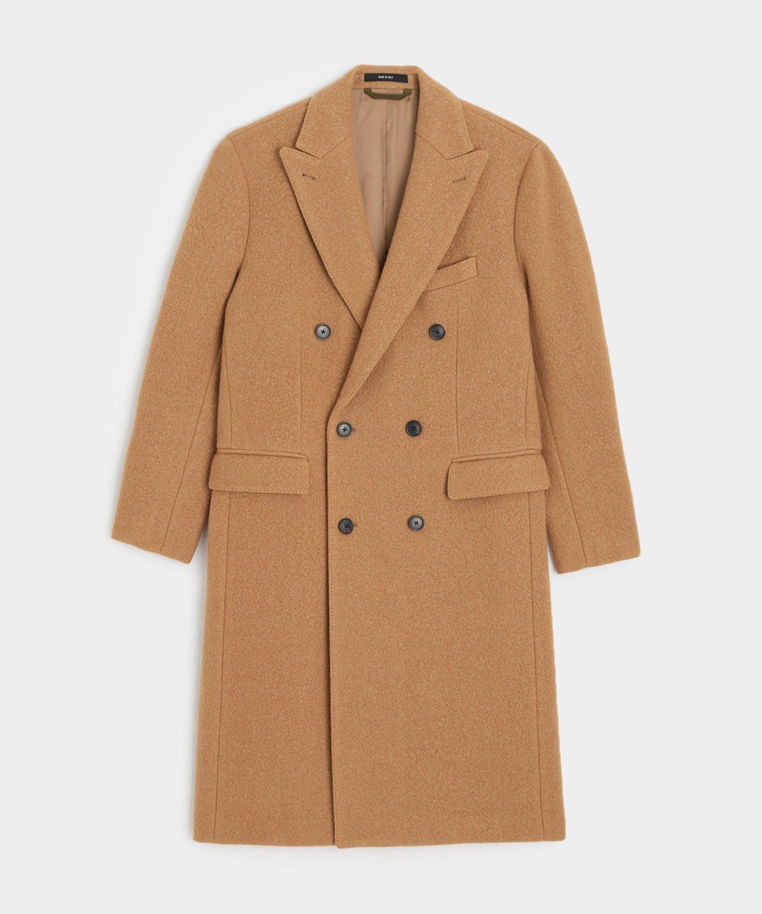 Italian Peak Lapel Wool Topcoat in Camel Product Image