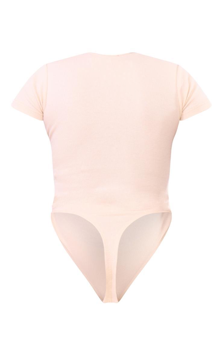 Cream Rib Short Sleeve Bodysuit Product Image