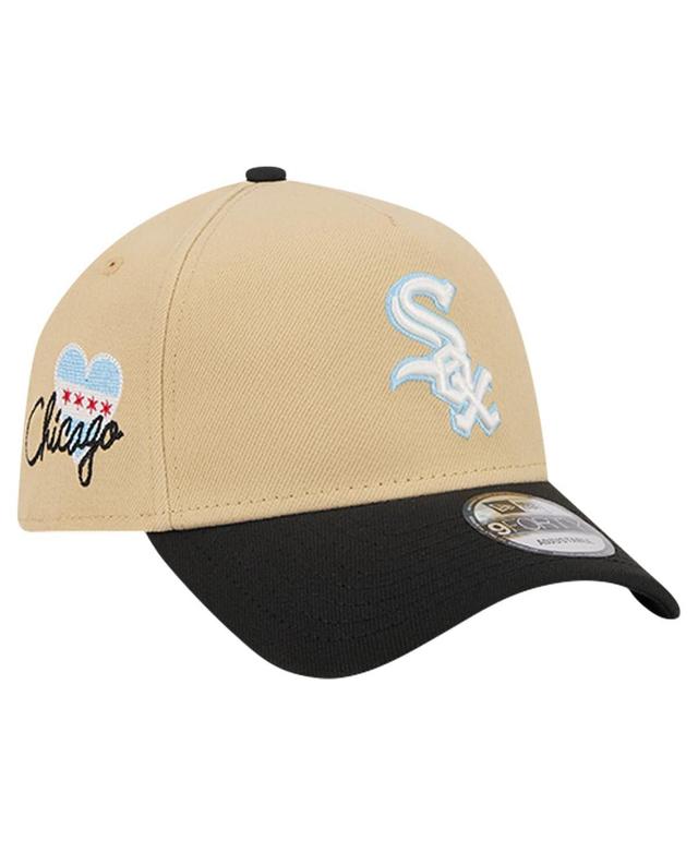 New Era Mens Cream Chicago White Sox City Side patch A-Frame 9FORTY Adjustable Hat - Cream, Black Product Image