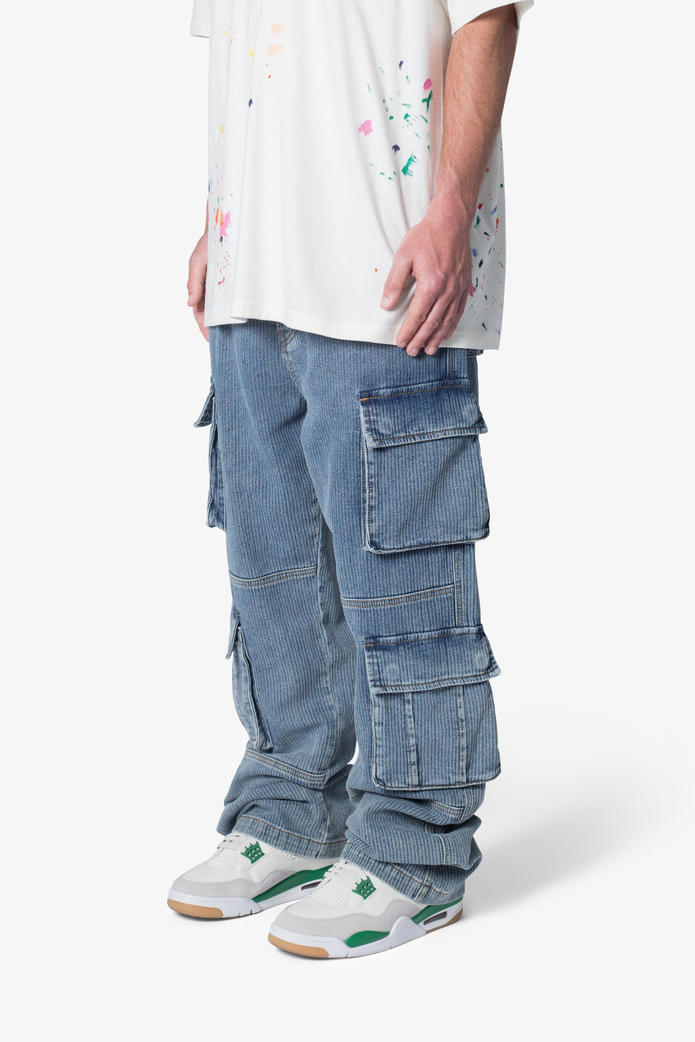 Ultra Baggy Stacked Cargo Pants - Vintage Blue Product Image