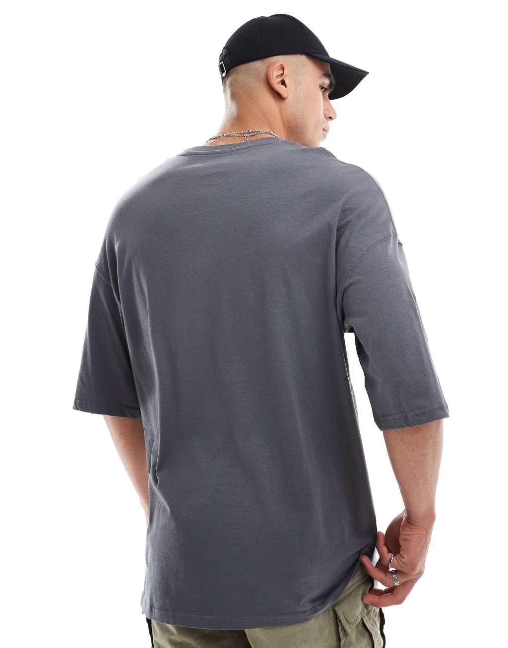 Jack & Jones super oversized t-shirt in dark gray  Product Image