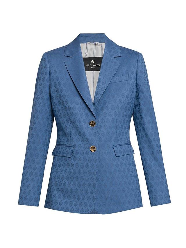 Womens Geometric Jacquard Wool Blazer Product Image