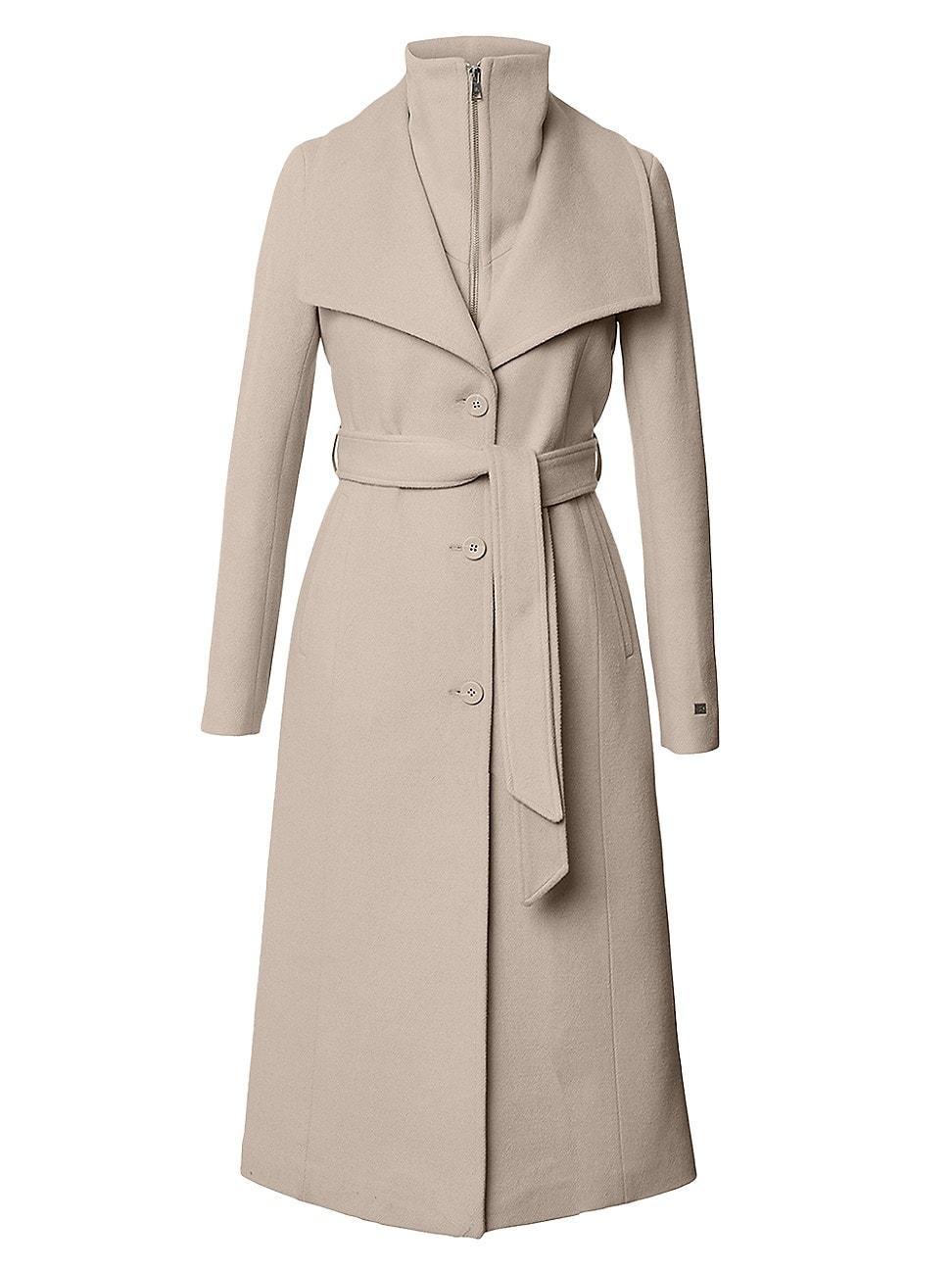 Ilana Layered Wool Peacoat with Tie Belt Product Image