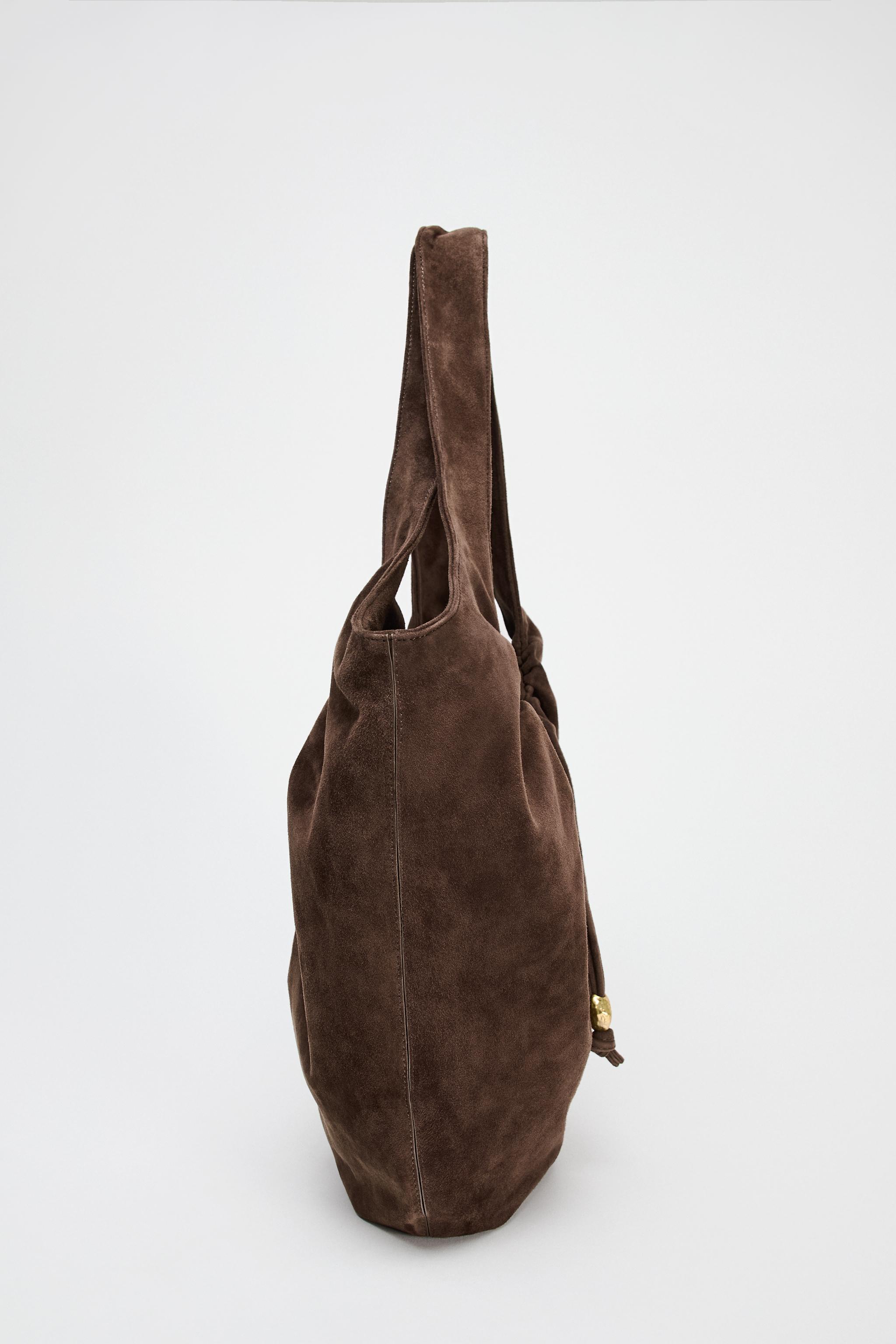 GATHERED SUEDE BUCKET BAG Product Image