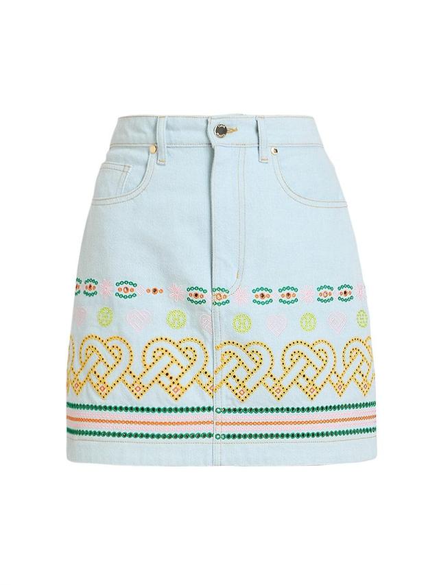 Womens Embroidered Denim Miniskirt Product Image