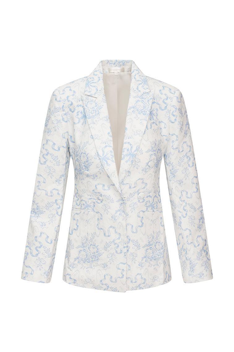 Lumine Double Breasted Bow Print Jacket Product Image