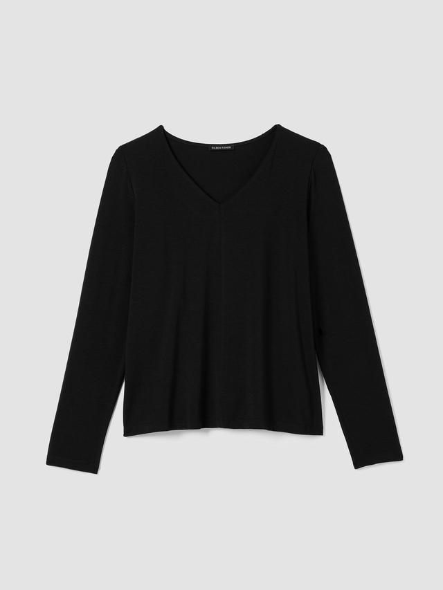 EILEEN FISHER Fine Jersey V-Neck Topfemale Product Image