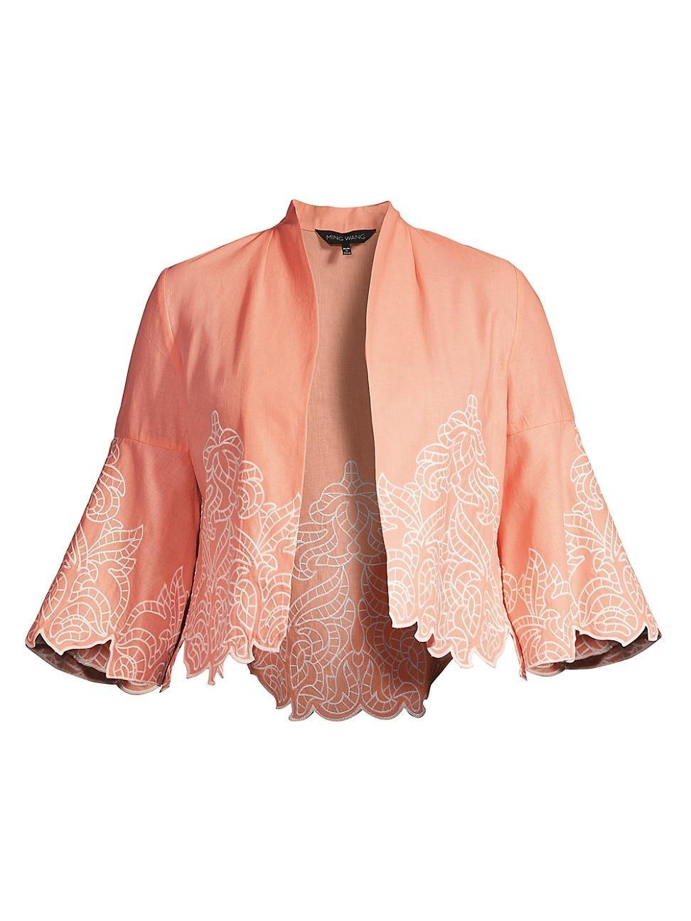 Womens Plus Embroidered Hem Open Jacket Product Image