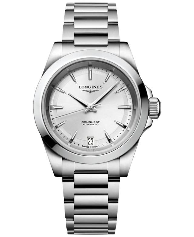 Longines Womens Swiss Automatic Conquest Stainless Steel Bracelet Watch 34mm - Silver Product Image