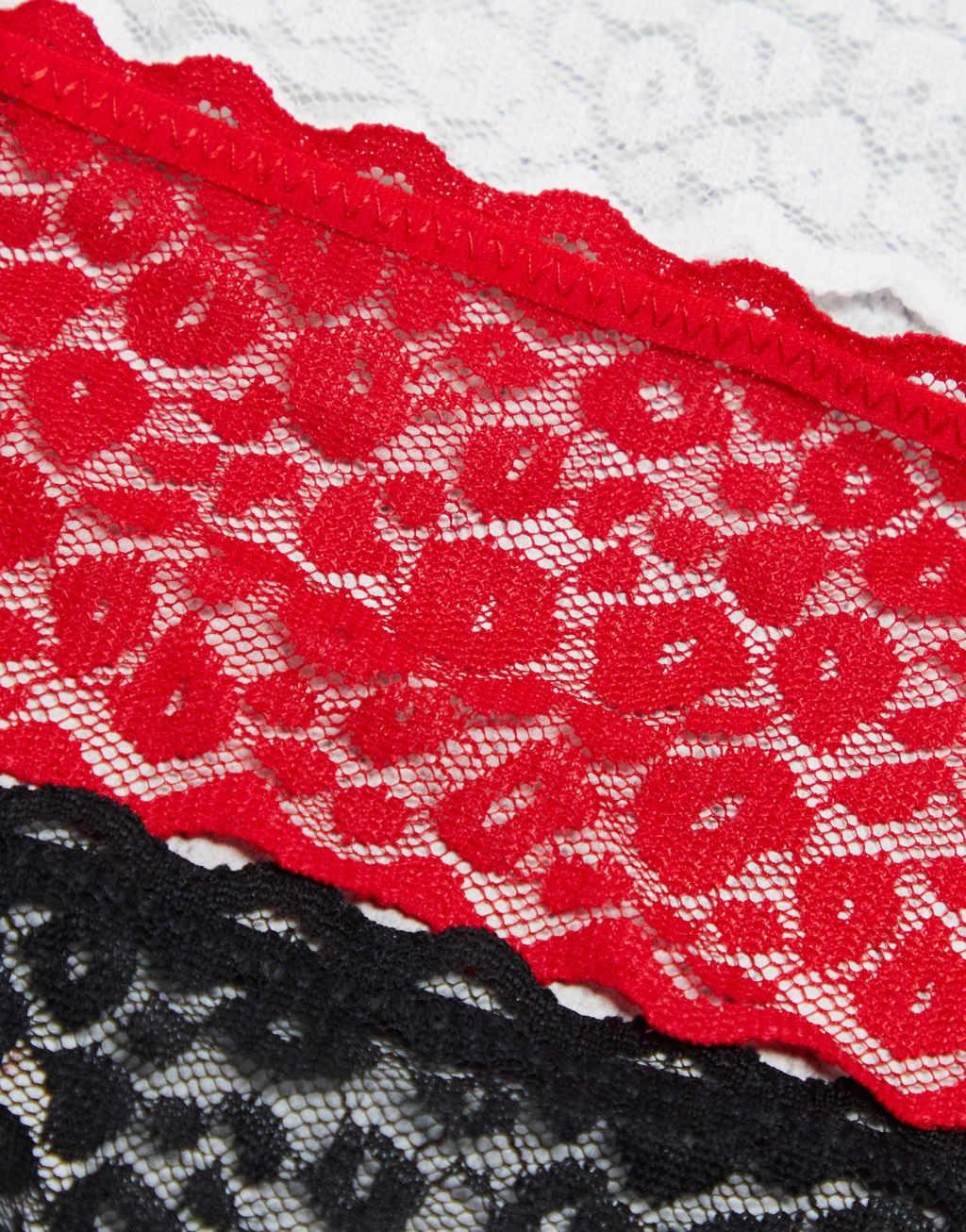 New Look 3 pack lace thongs in black, white and red Product Image