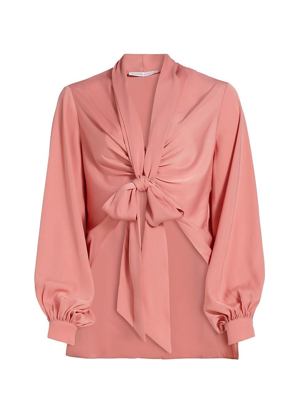 Womens Matte Satin Tie Blouse Product Image