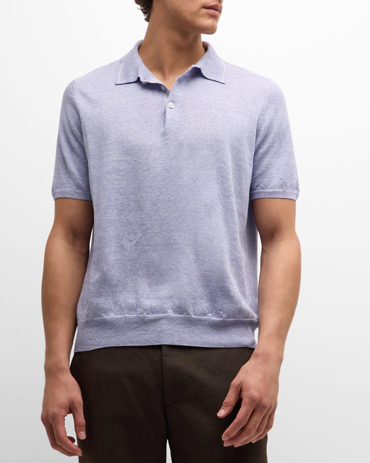 Mens Linen-Cotton Polo Shirt Product Image