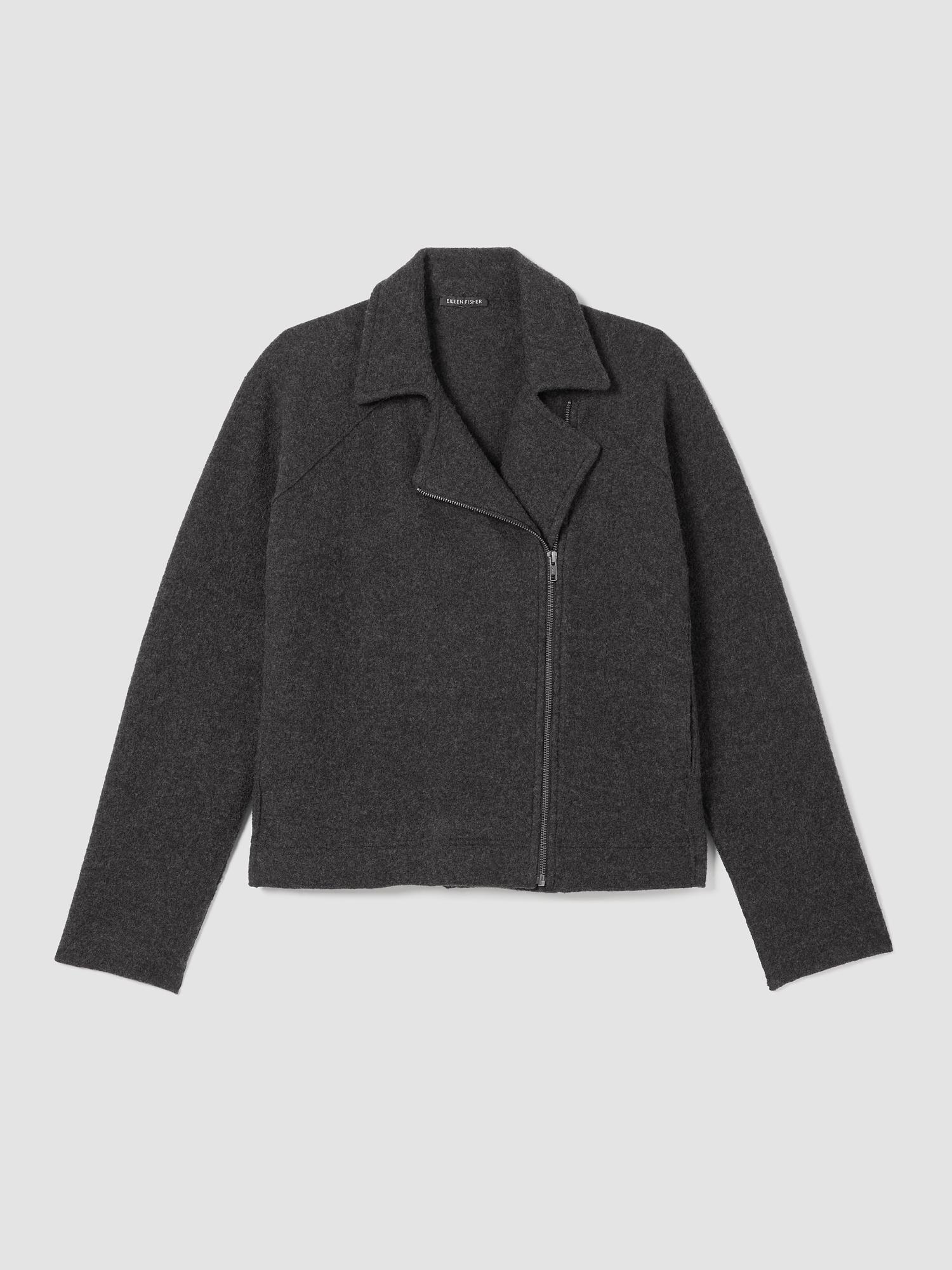 EILEEN FISHER Lightweight Boiled Wool Motorcycle Jacket in Regenerative Woolfemale Product Image