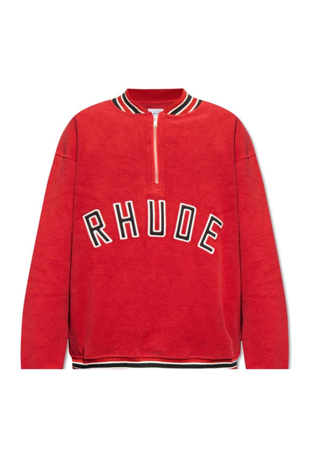 RHUDE Varsity Half-zip Sweatshirt In Vintage Red Product Image