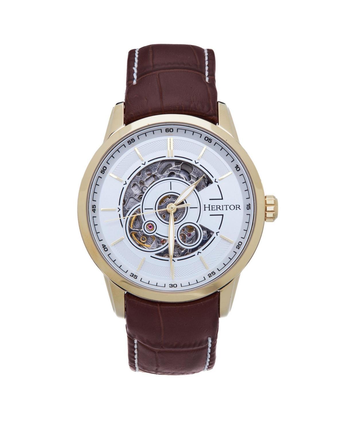 Men's Heritor Automatic Davies Semi-Skeleton Leather-Band Watch, 0 Product Image