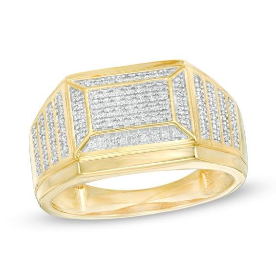 Men's 1/3 CT. T.w. Rectangular Multi-Diamond Ring in 10K Gold Product Image