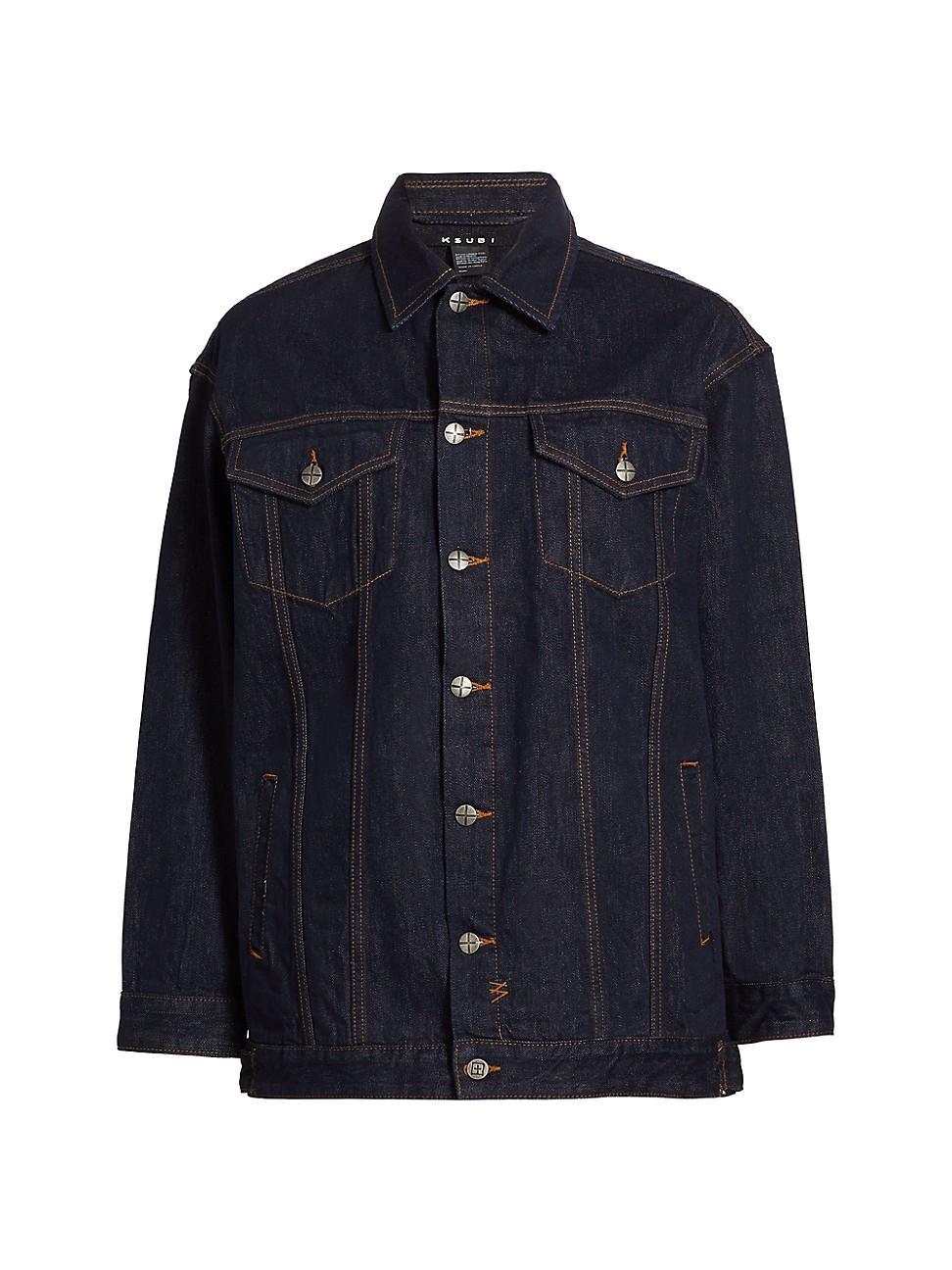 Womens Longline Denim Trucker Jacket Product Image