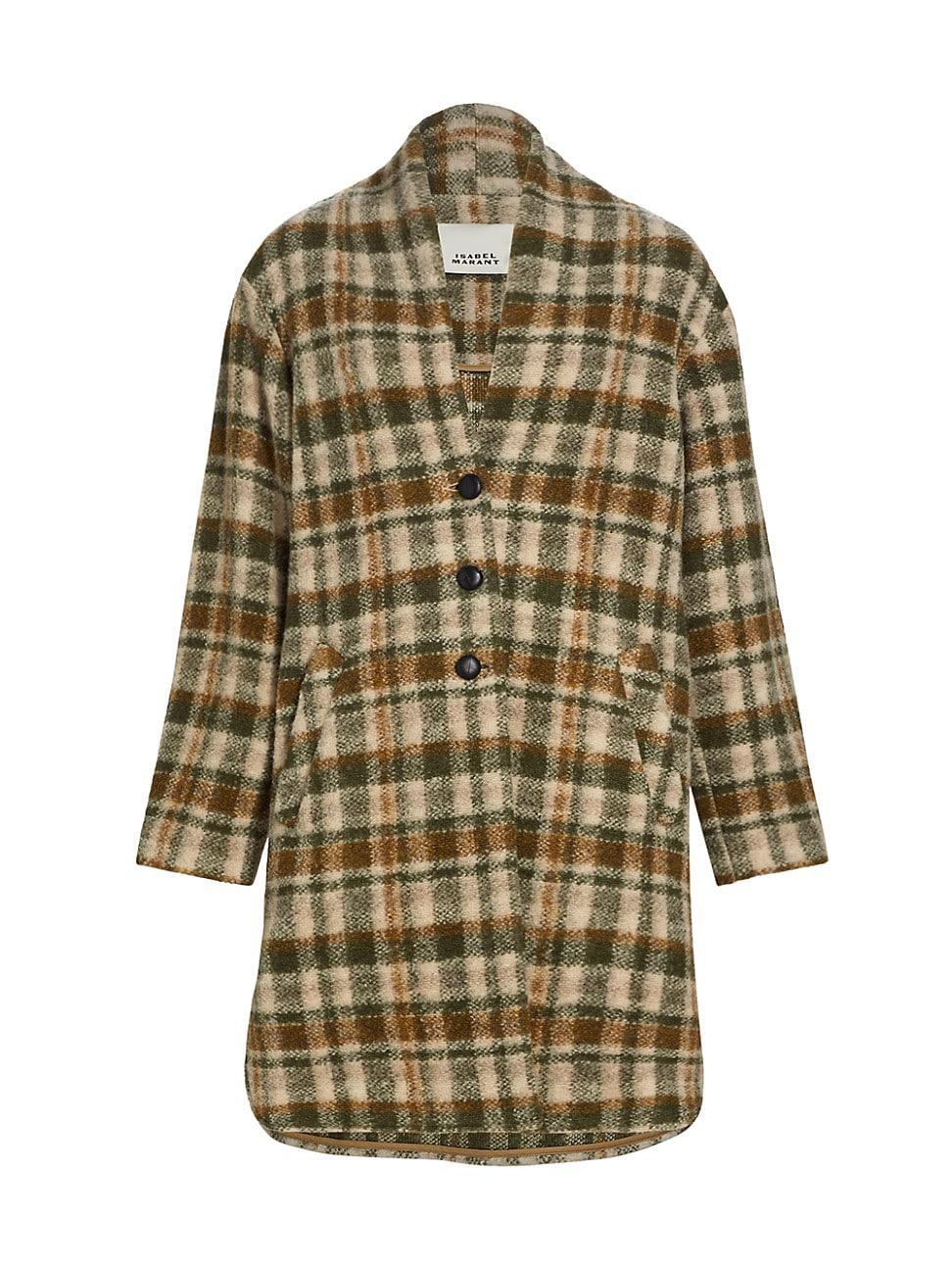 Womens Gabriel Check Wool-Blend Coat Product Image