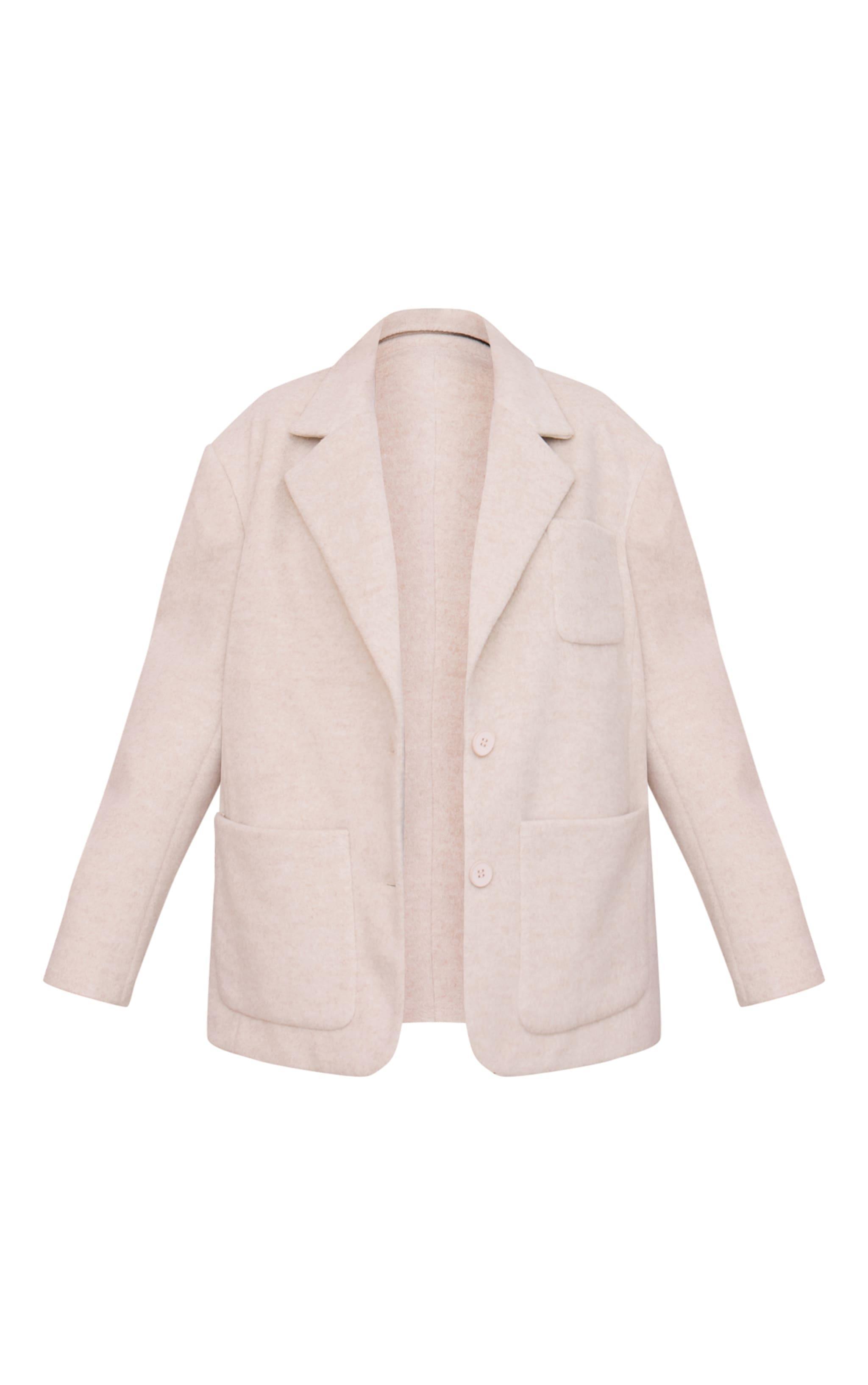 Petite Beige Oversized Longline Blazer Product Image