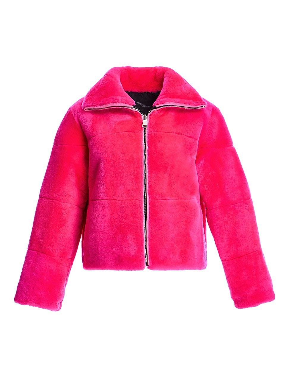 Womens Reversible Quilted Shearling Jacket Product Image