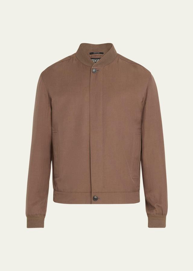 Mens Silk-Linen Bomber Jacket Product Image