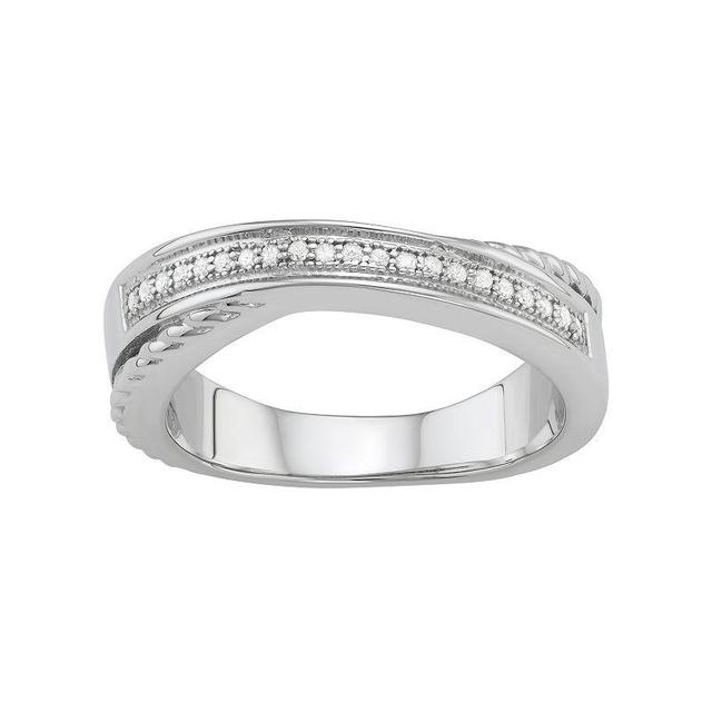 Jewelexcess Sterling Silver 1/10 Carat T.W. Diamond Crisscross Ring, Womens White Product Image