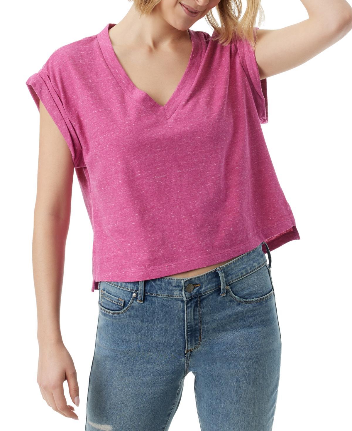 Jessica Simpson Womens Hester V-Neck Cropped T-Shirt Product Image