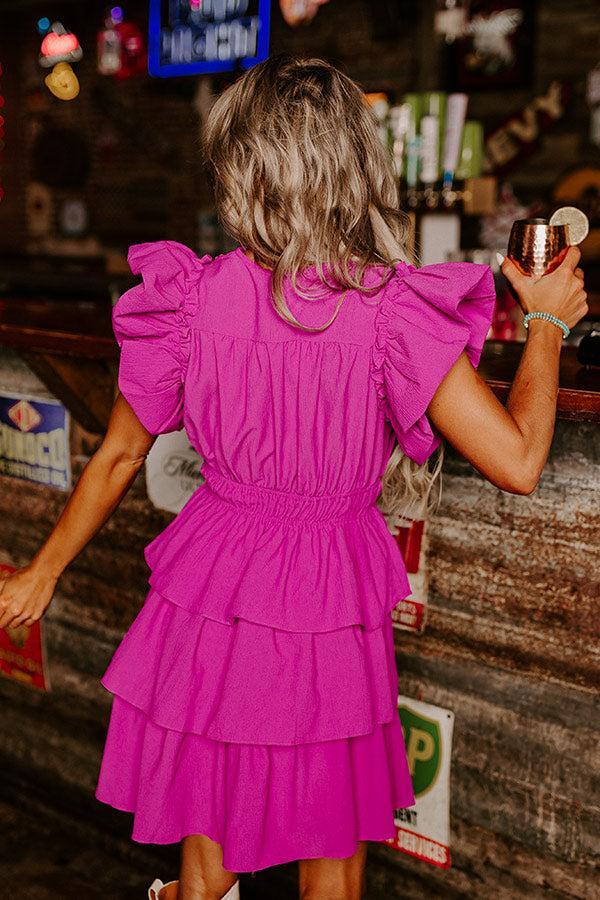 Flirty Allure Ruffle Dress in Purple Product Image