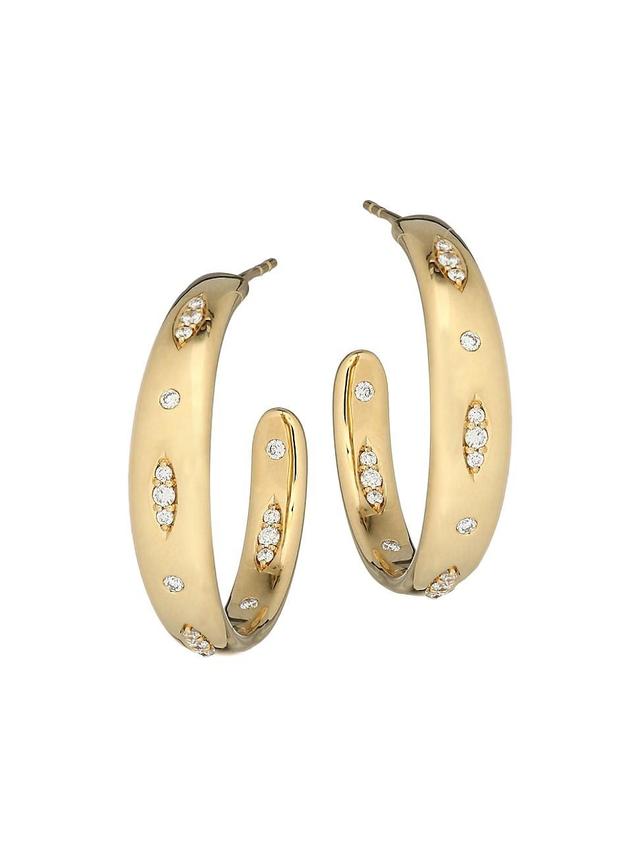 Womens Gypsy 18K Yellow Gold & Diamond Pav Large Hoop Earrings Product Image