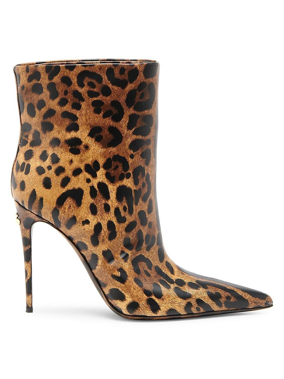 Womens 105MM Leopard Leather Booties Product Image