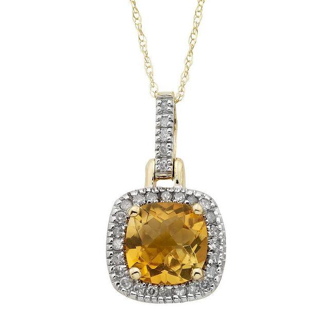 Citrine & 1/8 Carat T.W. Diamond 10k Gold Halo Pendant Necklace, Womens Orange Product Image