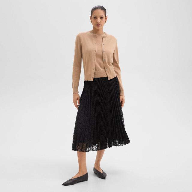 Leopard Lace Pleated Midi Skirt| Theory Product Image